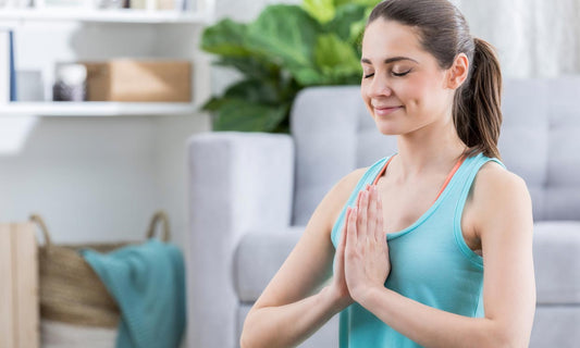 Woman meditating in a nature-inspired sanctuary created ilustrated in a eco-friendly canvas