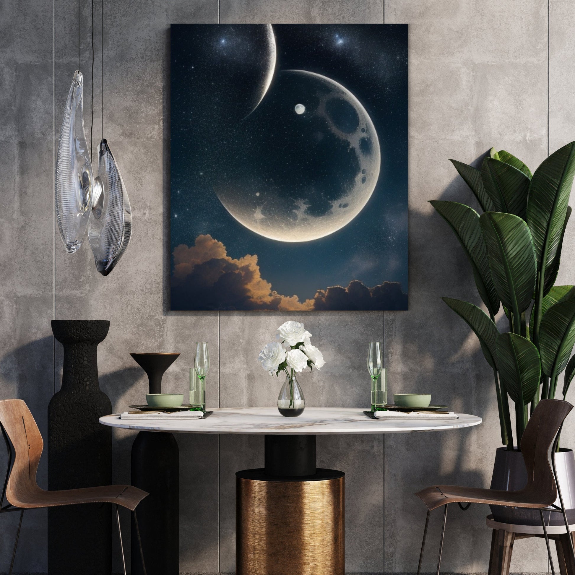 Night Sky Moon Wall Art - InkTale