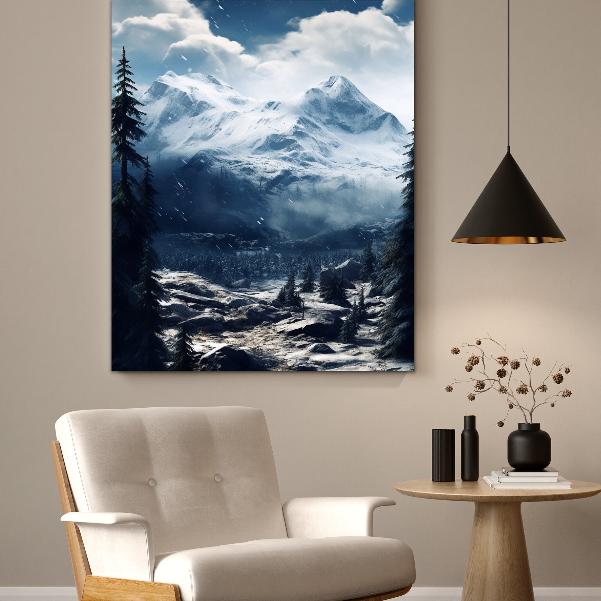 Snow Mountain LandScape Wall Art - InkTale